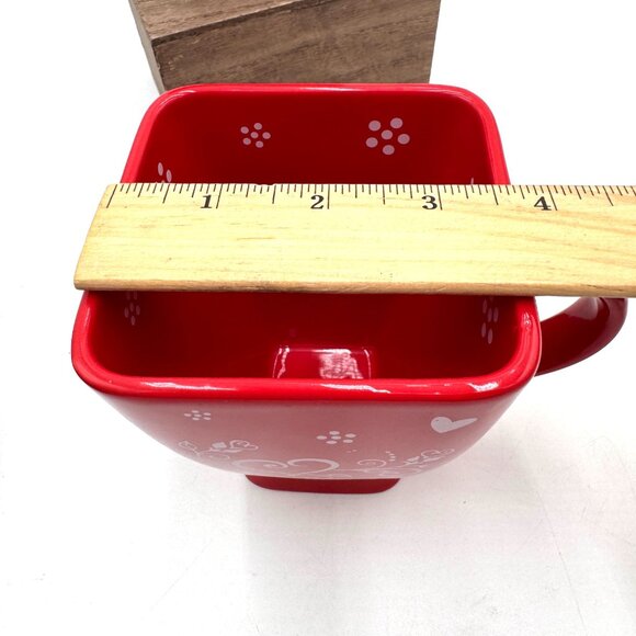 Temp-tations by Tara Seasonal Red White Floral Lace Hearts Squared Mug 18 oz - Picture 9 of 9